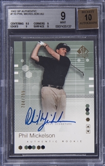 2002 SP Authentic #110 Phil Mickelson Signed Card (#784/799) - BGS MINT 9/BGS 10